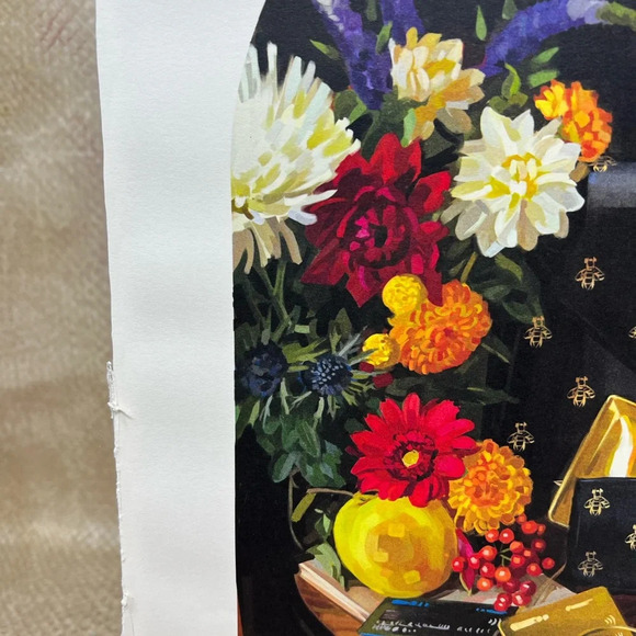 Authentic Lithograph Gallery Wall Art Gucci Black Bee Purse Flower Wallet Print - Picture 8 of 12